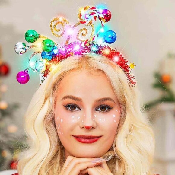 Light Up Christmas Headband LED Xmas Party Costume Hair Accessory